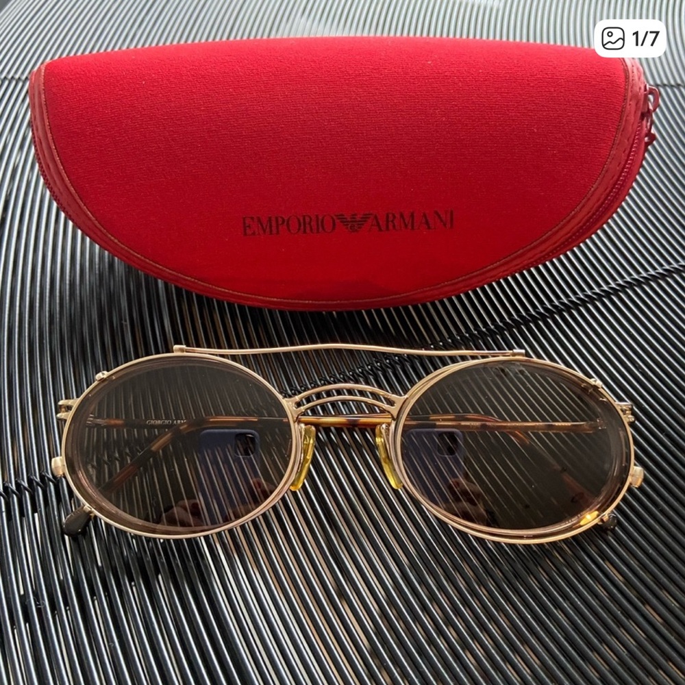 Emporio Armani Eyeglasses Gold Frame with Sunglass clip ons 194 743 50 20 135 - Picture 7 of 12